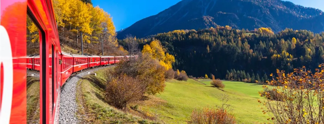Bernina Red Train and St Moritz full day tour from Milan