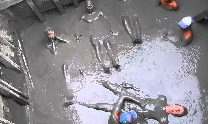 Mud volcano including pool and beach