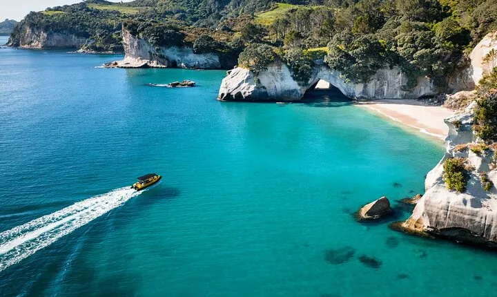 2 Hour Cathedral Cove and Volcanic Coast Cruise with Shade Canopy