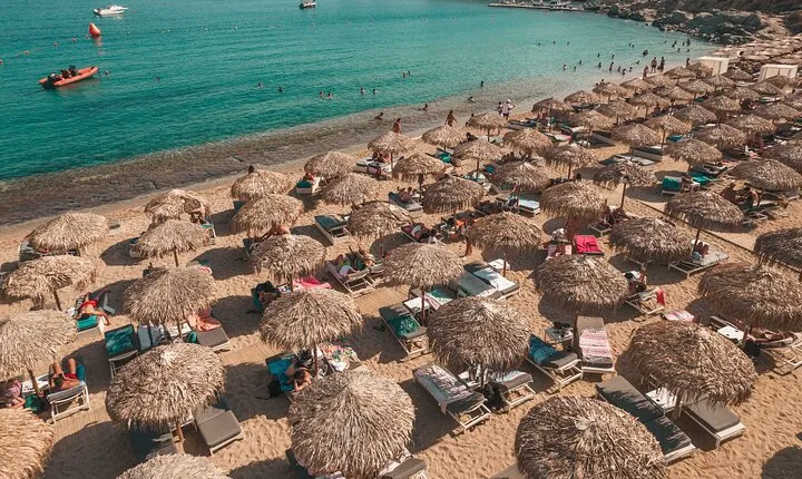 Super Paradise Beach Mykonos Seaside Sunbed (3rd & 4th row)
