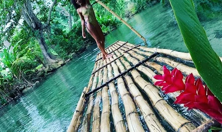 Blue Hole, Secret Falls and Bamboo Rafting Private Tour
