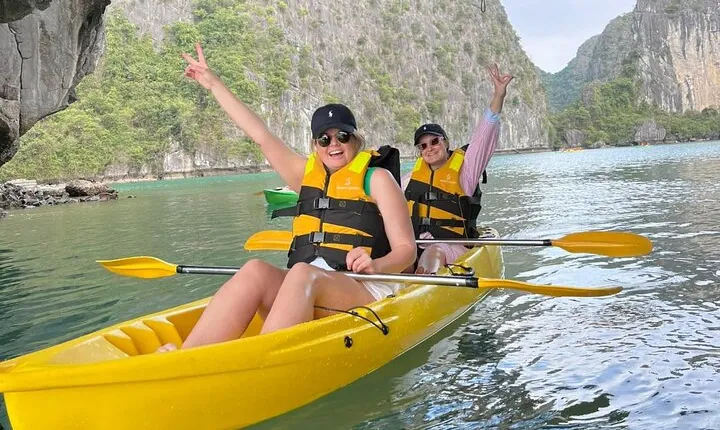 From Cat Ba: Luxury Lan Ha Bay Day Cruise, Biking, Water Slides 