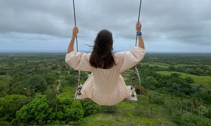 Marvel at the round mountain and emerald beach from Cap Cana