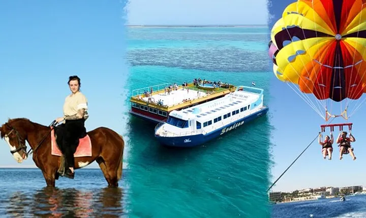 Adventure Horse Riding , Semi-Submarine & Parachute - Hurghada