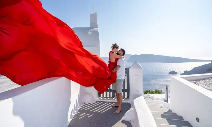 Flying Dress Private Photoshoot Santorini