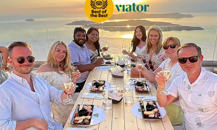 Santorini Wine Adventure with 12 Wine Tastings, Tapas and Sunset