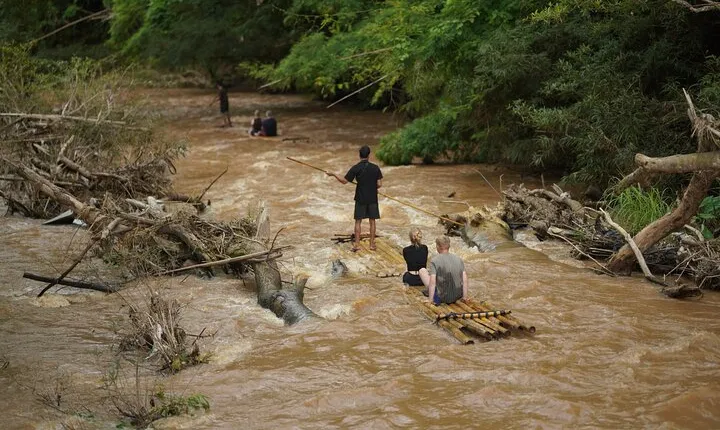 Embarking bamboo rafting throughout Mae Wang River beauty