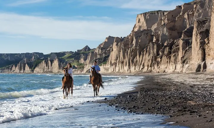 Santorini Horse Riding to Black Sandy Beach