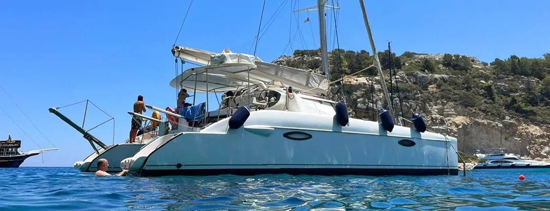 Rhodes semi private full-day Catamaran cruise – ticket only