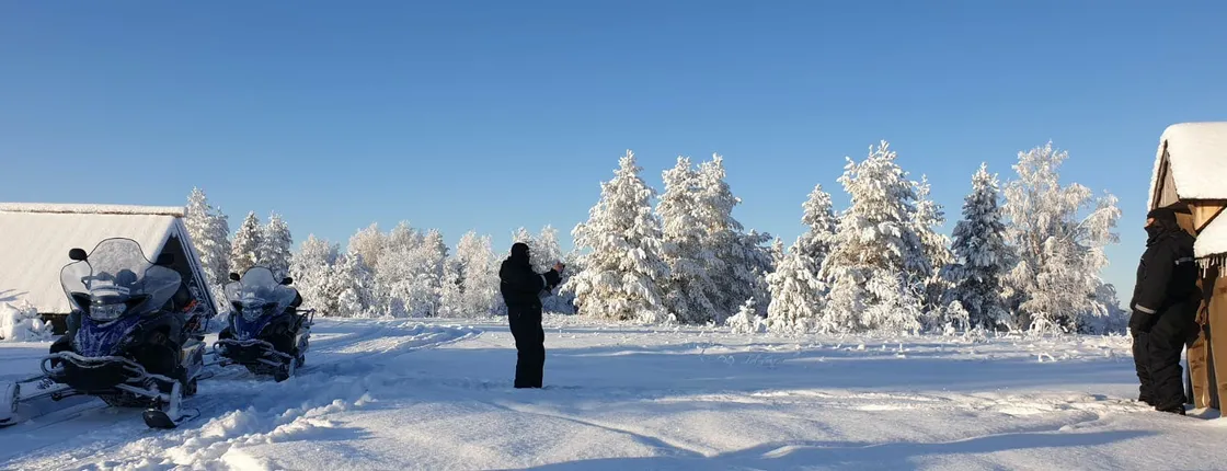 Long (70km) snowmobile safari in Lapland