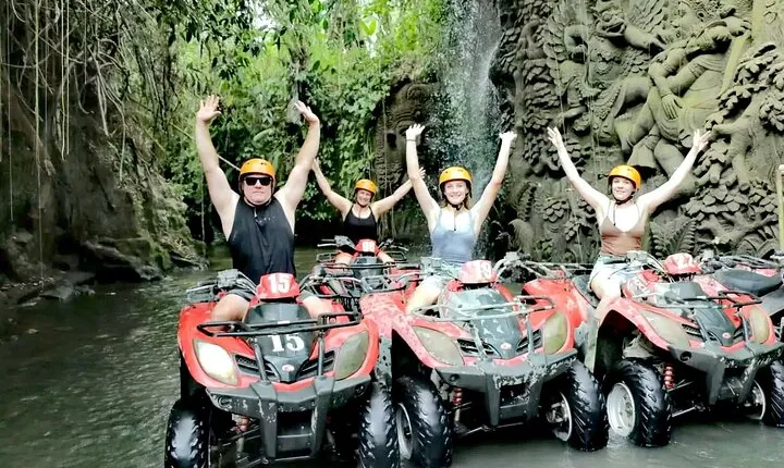 Bali ATV Ride Ubud Waterfall,RiceField,River,Kingkong-Temple cave