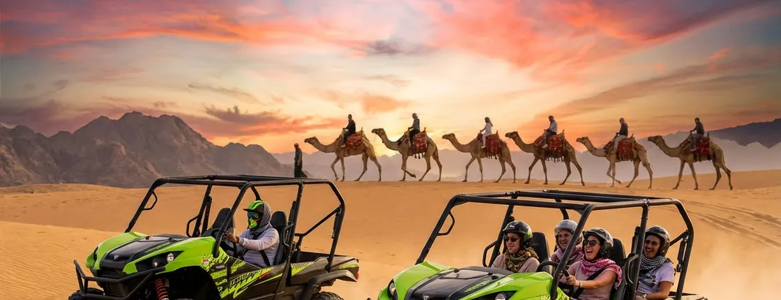 Buggy car sunset with barbecue and camel ride in Marsa Alam