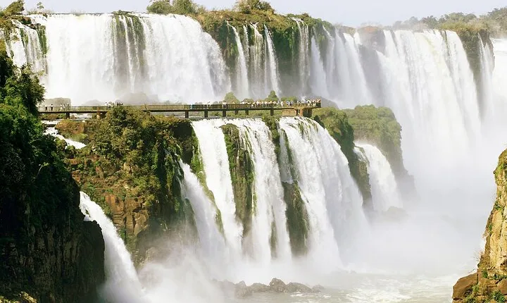 Brazilian Falls With Macuco Safari Boat