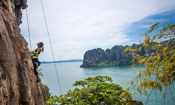Beginner's Full Day Rock Climbing and Caving Tours at Railay Beach in Krabi