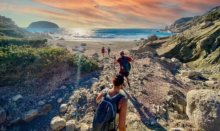 Small Group Hiking Sunset in Monolithos