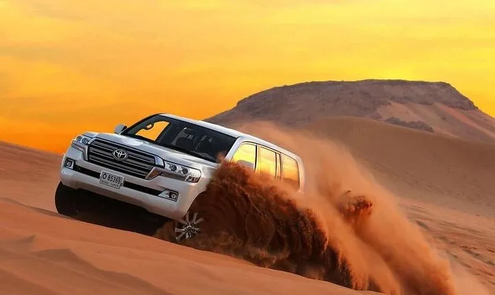 Dubai Desert Safari Adventure, Camel Ride, Sand surf, BBQ Dinner