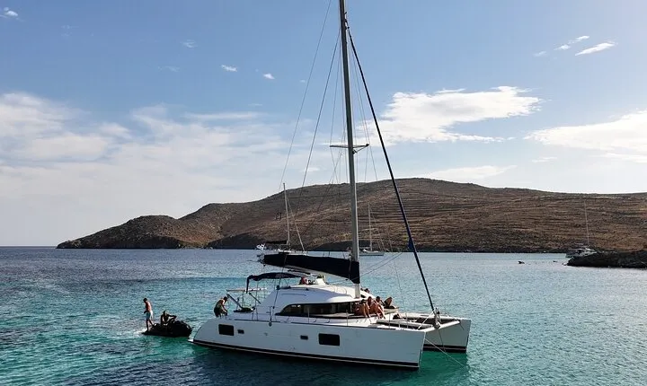 Private Mykonos Catamaran Day Cruise with Meals & Water Toys