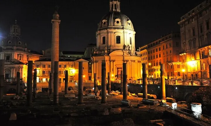 Nightscape Elegance: Rome After Dark with Golf Cart
