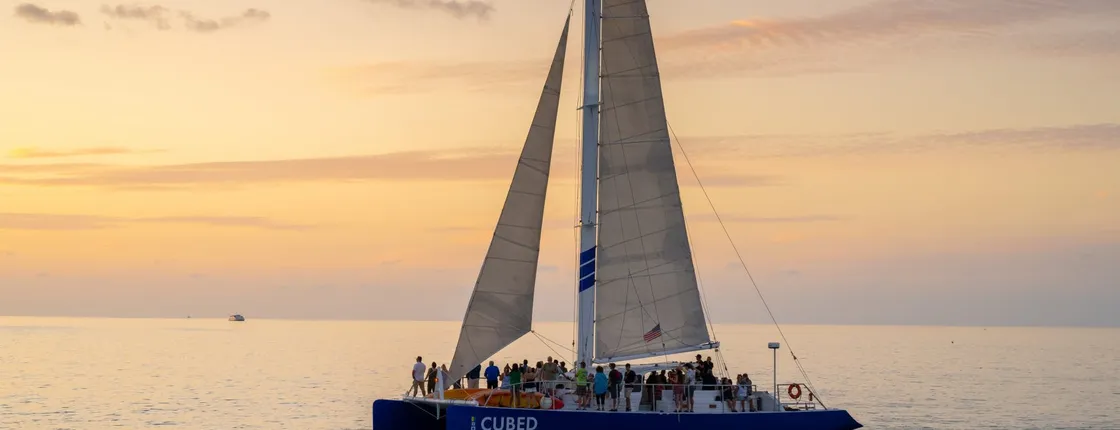 Catamaran sunset sail with champagne
