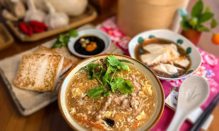 Turnip cake, Pork thick soup, Tofu pudding. Taiwan Traditional Light Meals Experience-C (Taipei Cooking Class)