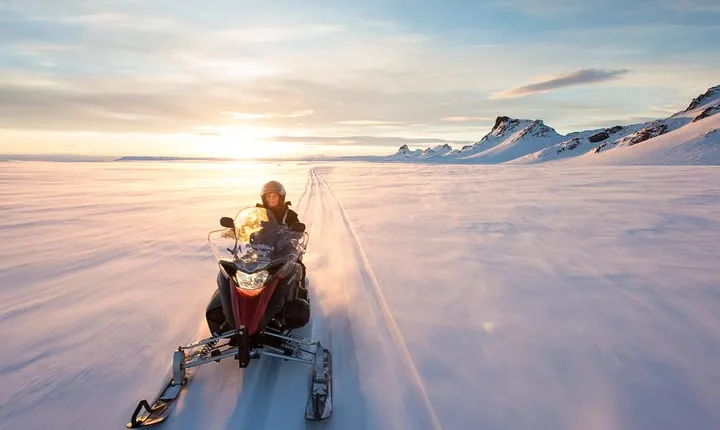 Snowmobiling on Langjokull Glacier and Secret Lagoon Tour