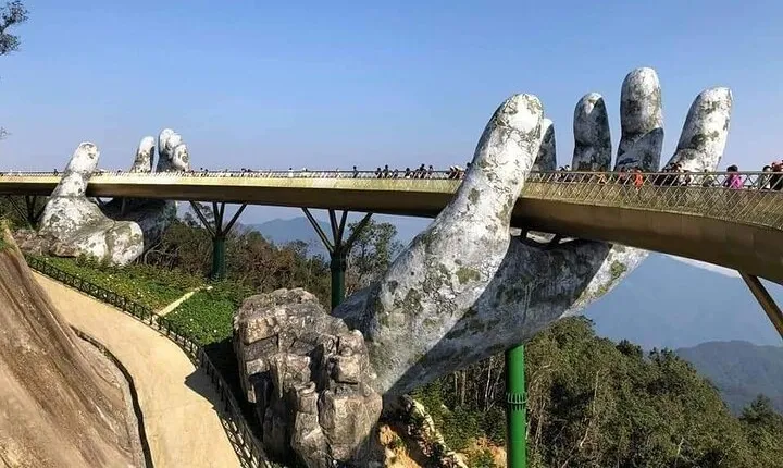Golden Bridge-Dragon Bridge-Marble Moutain-Monkey Mountain fromHoi An or Da Nang