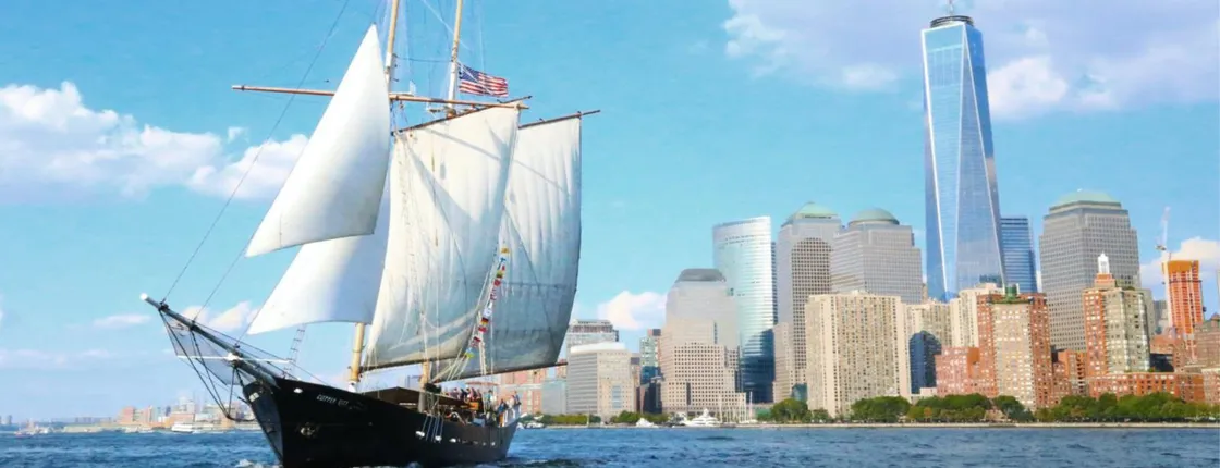 Daytime statue sail aboard Clipper City
