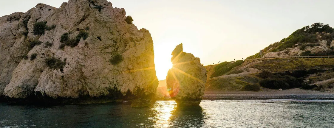 Evening drink at Aphrodite's Rock and Cypriot folk dinner
