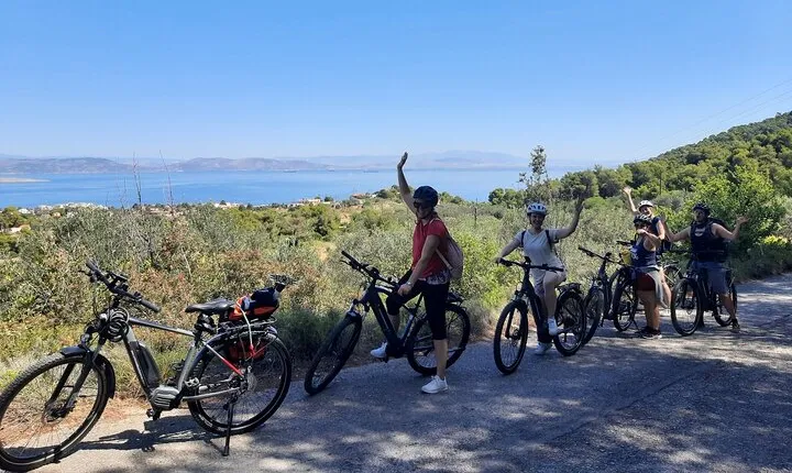 From Athens: Aegina Island E-bike & walking day tour