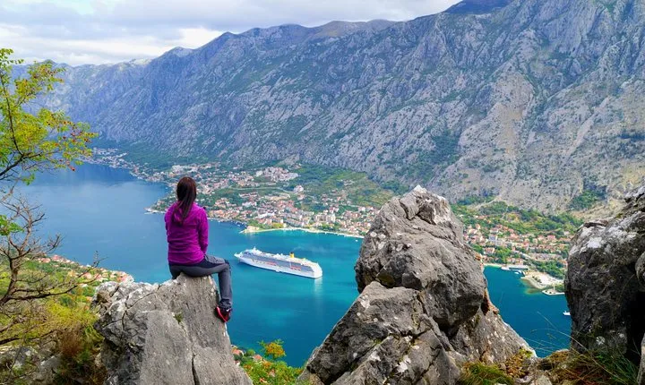 Hiking Vrmac peninsula with panoramic view on Kotor bay