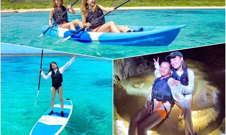Okinawa Miyako Beach SUP and Pumpkin Limestone Caving and Canoe