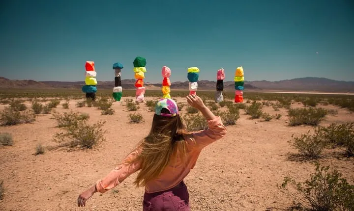 California Desert, Seven Magic Mountains and Las Vegas Sign