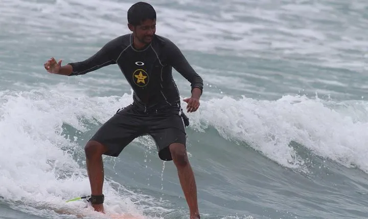 Surfing in Weligama