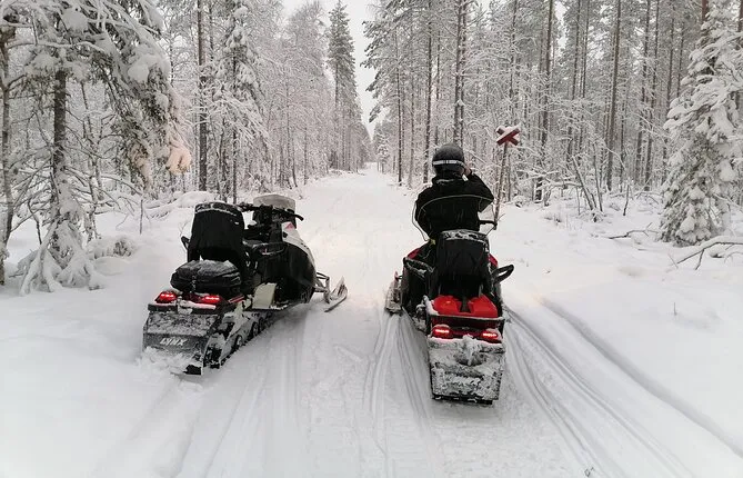Private Snowmobile Experience in Rovaniemi's Forest