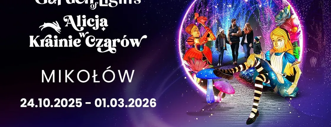 Alice in Wonderland Garden of Lights exhibition in Mikołów