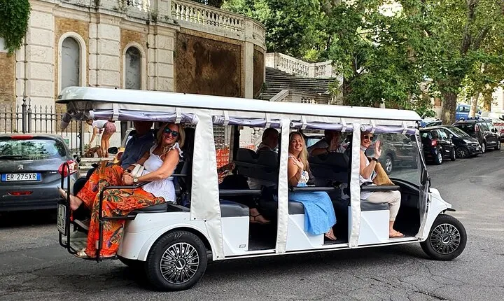 Rome Evening Golf Cart Tour w/ Pizza & Gelato Dinner Max 6 People