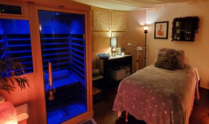 Massage and Infrared Sauna Package with Snacks and Beverage