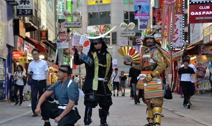 Samurai photo shooting at Street in Shibuya