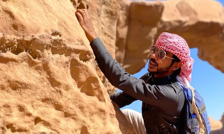 Wadi Rum Mountain Hike & Climb: Burdah, with a bridge at the top! + tour & Lunch