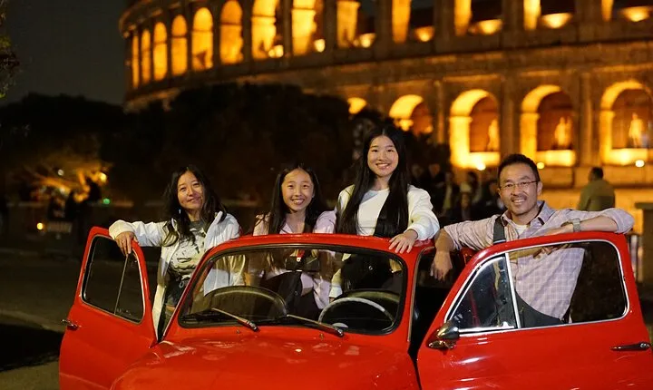 Explore Night Life in Rome with A Vintage Car Fiat 500