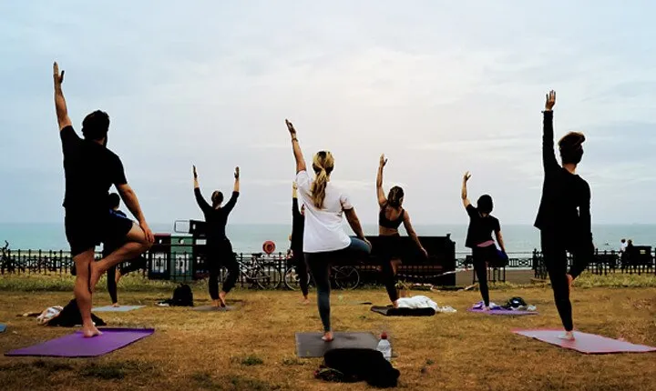 Outdoor Yoga Class at Brighton's Sea front