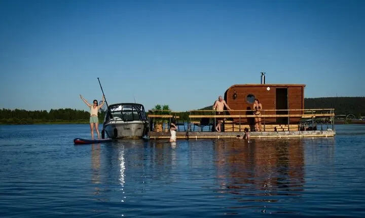 Floating Sauna with Barbecue and Swimming Experience in Finland