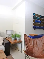 Blue fridge apartment