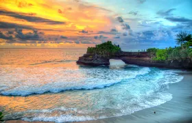 Sunset at Tanah Lot Temple with spa option