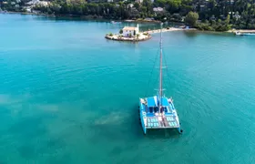 Corfu catamaran cruise with Greek lunch, drinks and optional transfers