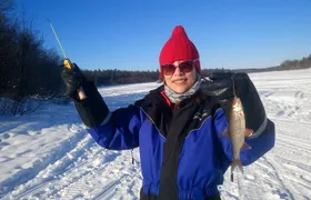 Ice fishing by car with hot beverages at Pyhä-Luosto