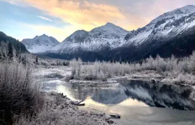 Chugach State Park winter valley and forest hike