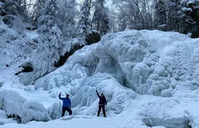 Barbara Falls winter waterfall fun