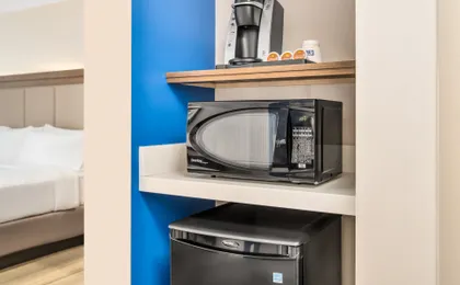 Microwave, Mini Refrigerator & Keurig Coffee Maker