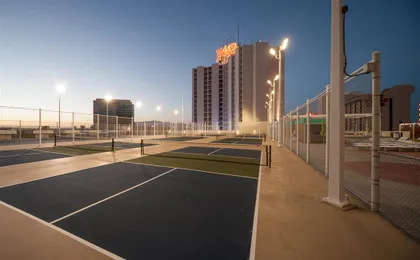 Plaza Exterior Shot Pickleball Court